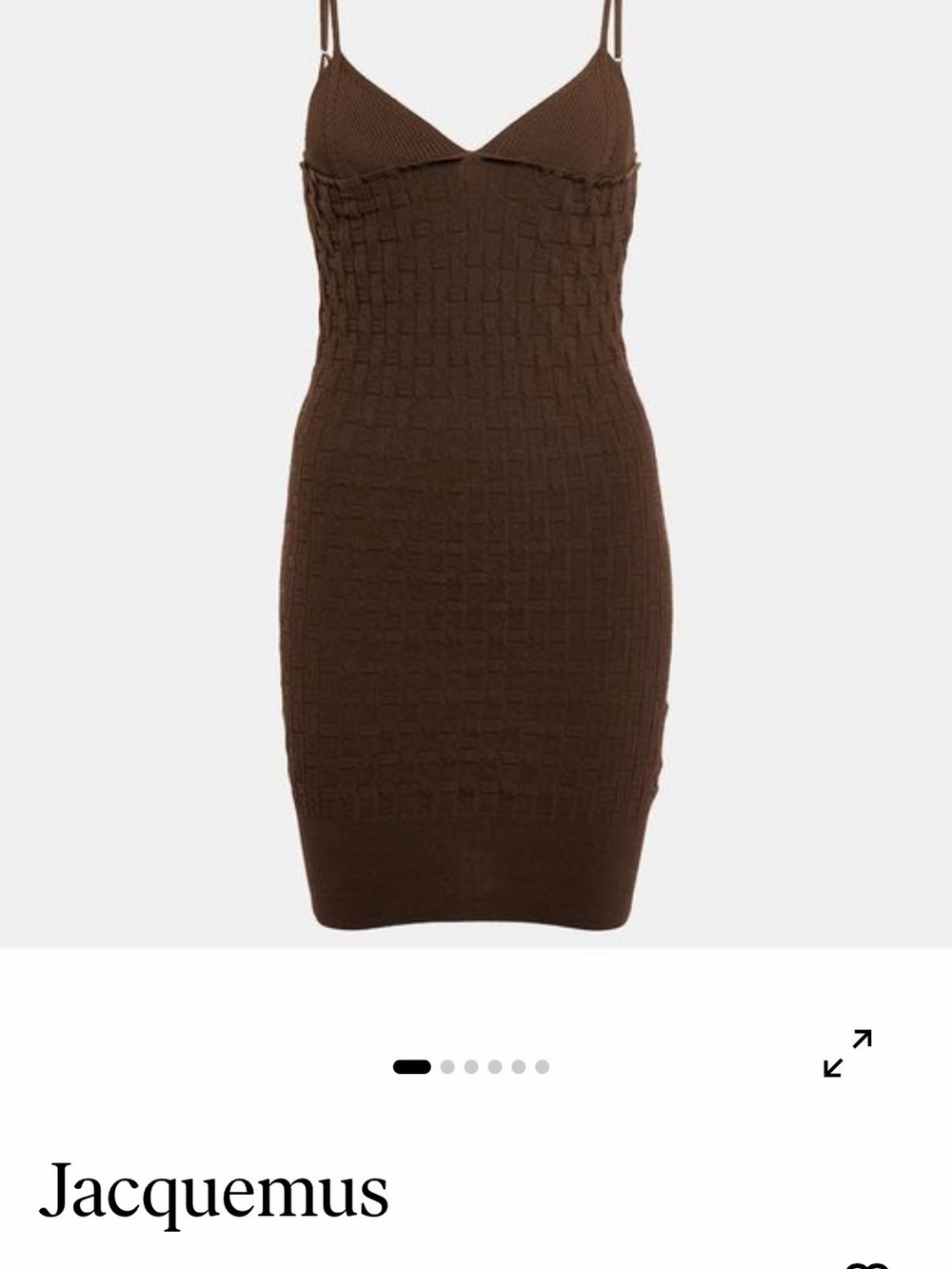 JACQUEMUS Brown Knit Spaghetti-Strap Dress